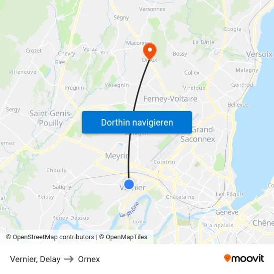 Vernier, Delay to Ornex map