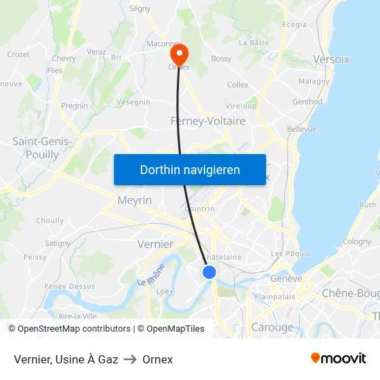 Vernier, Usine À Gaz to Ornex map