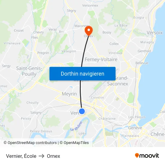 Vernier, École to Ornex map