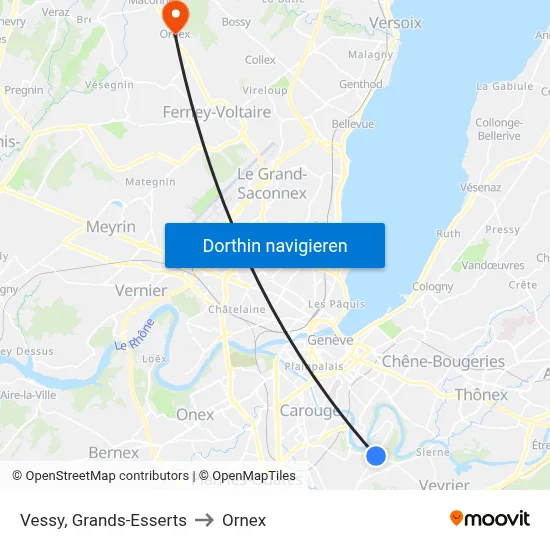Vessy, Grands-Esserts to Ornex map