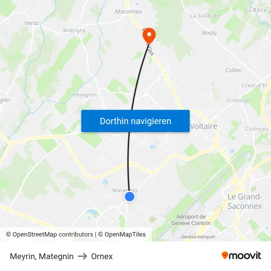 Meyrin, Mategnin to Ornex map