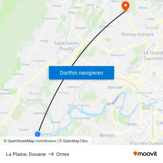 La Plaine, Douane to Ornex map
