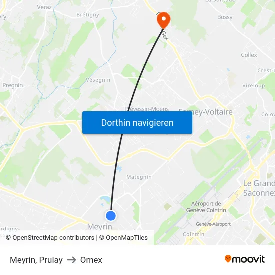 Meyrin, Prulay to Ornex map