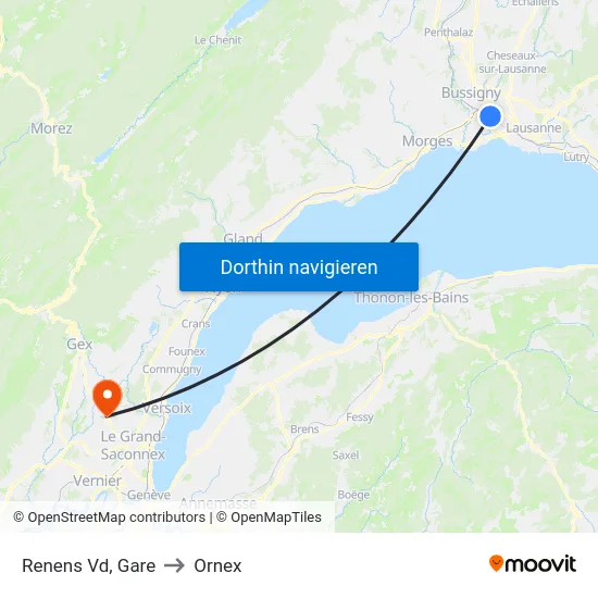 Renens Vd, Gare/Epenex to Ornex map