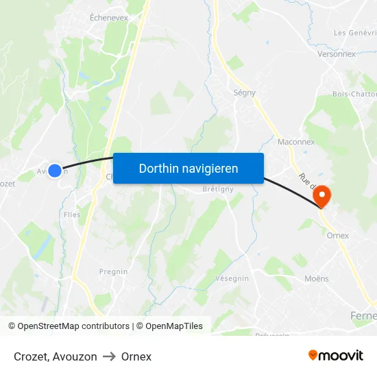 Crozet, Avouzon to Ornex map