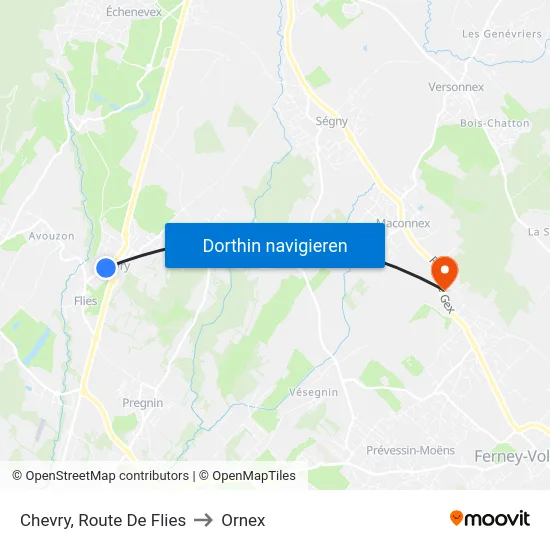 Chevry, Route De Flies to Ornex map
