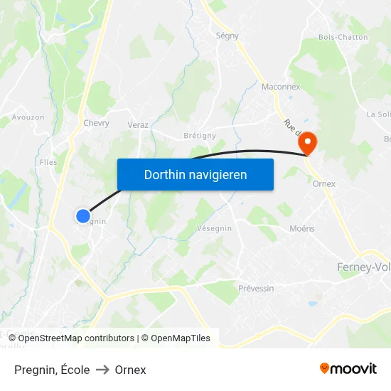 Pregnin, École to Ornex map