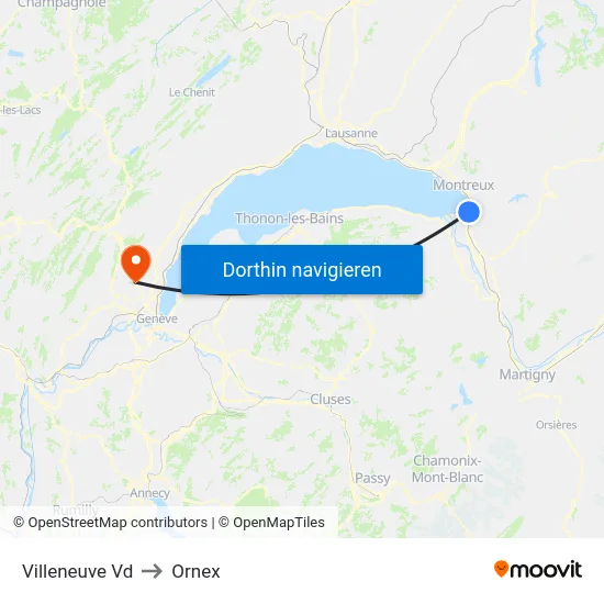 Villeneuve Vd to Ornex map