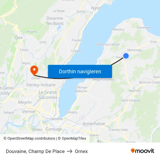 Douvaine, Champ De Place to Ornex map