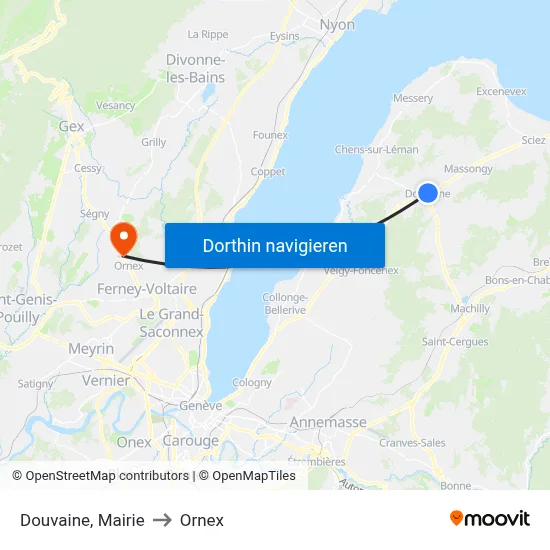 Douvaine, Mairie to Ornex map