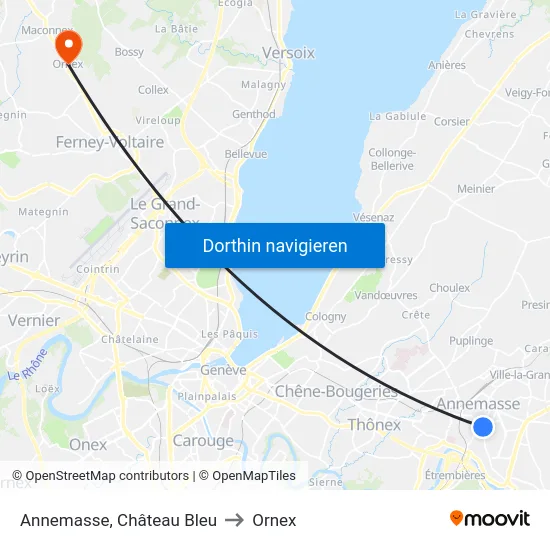 Annemasse, Château Rouge to Ornex map