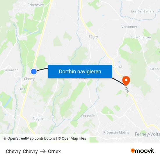 Chevry, Chevry to Ornex map