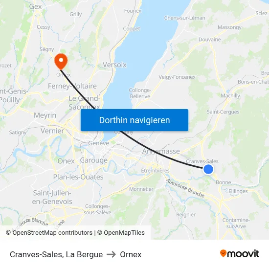 Cranves-Sales, La Bergue to Ornex map