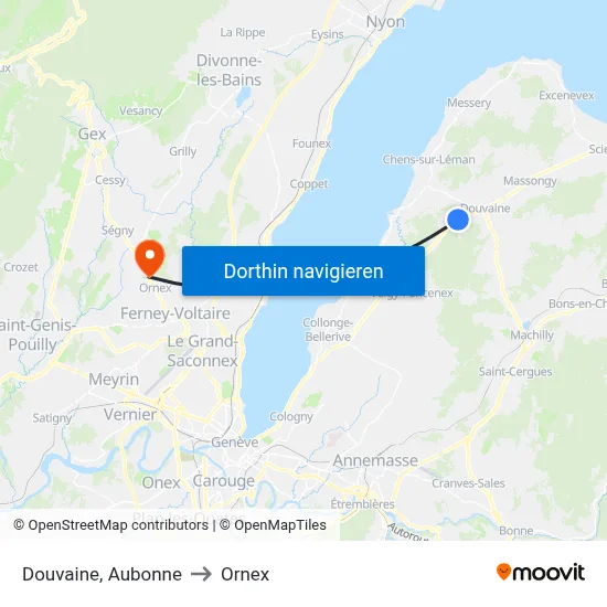 Douvaine, Aubonne to Ornex map