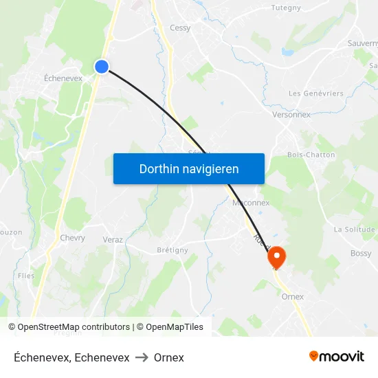 Échenevex, Echenevex to Ornex map