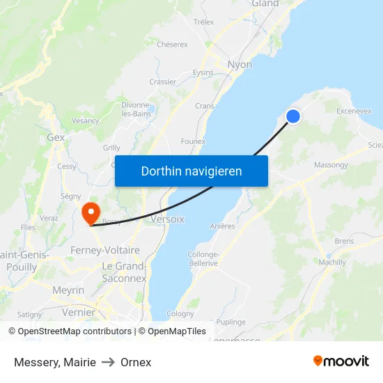 Messery, Mairie to Ornex map