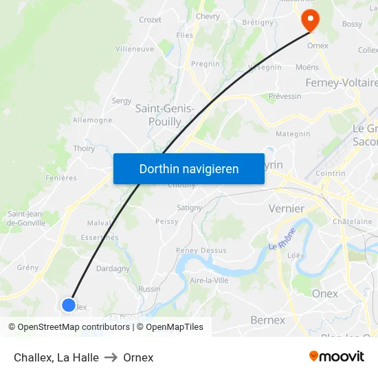 Challex, La Halle to Ornex map
