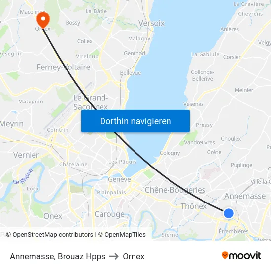 Annemasse, Brouaz Hpps to Ornex map