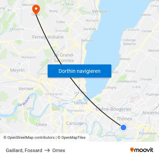 Gaillard, Fossard to Ornex map