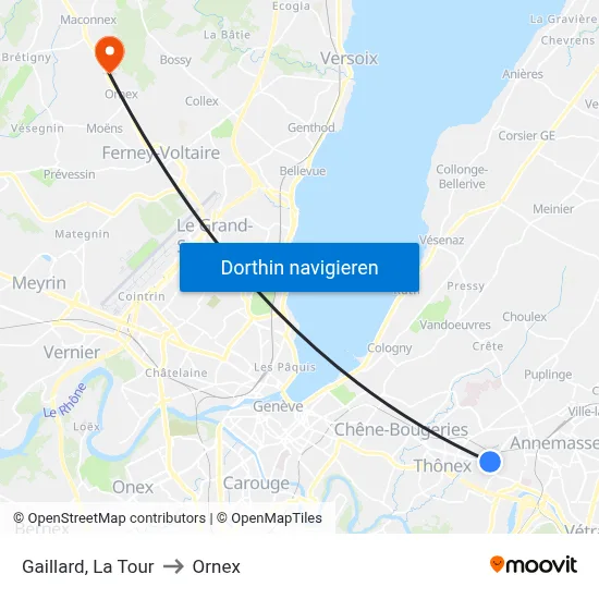 Gaillard, La Tour to Ornex map