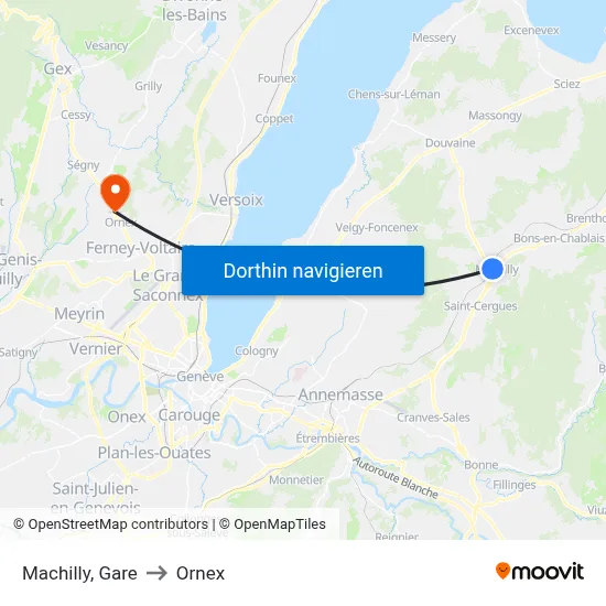Machilly, Gare to Ornex map