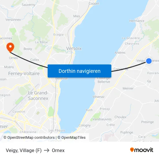 Veigy, Village (F) to Ornex map