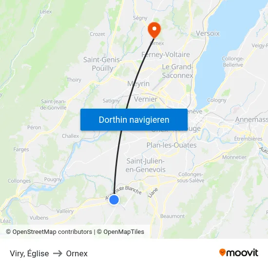 Viry, Église to Ornex map