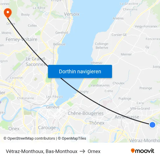 Vétraz-Monthoux, Bas-Monthoux to Ornex map