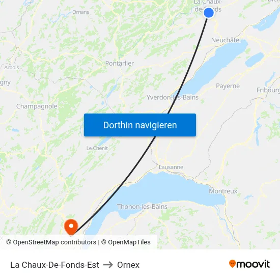 La Chaux-De-Fonds-Est to Ornex map