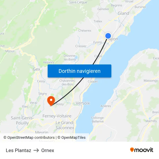 Les Plantaz to Ornex map