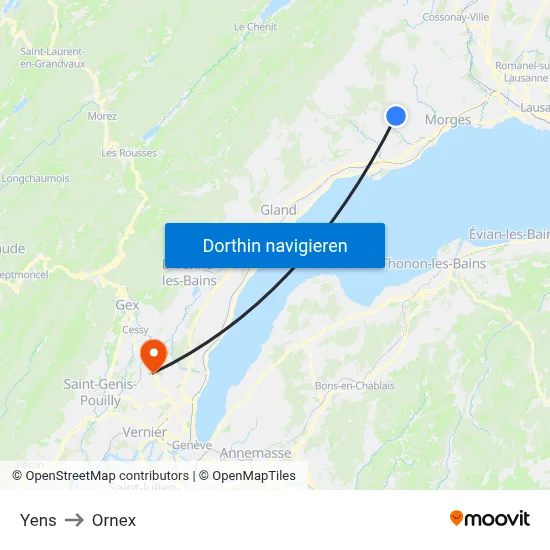Yens to Ornex map