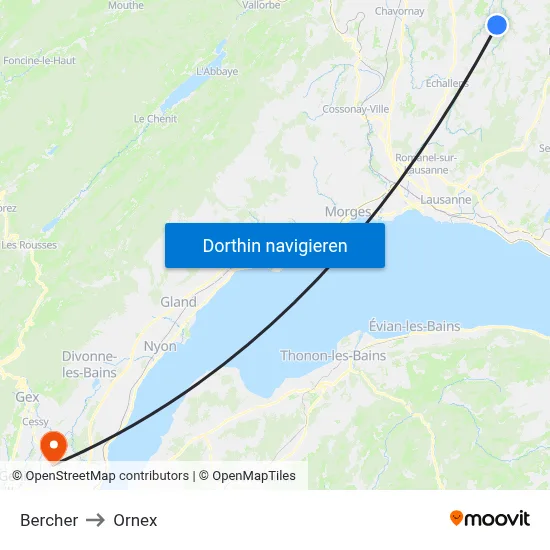 Bercher to Ornex map