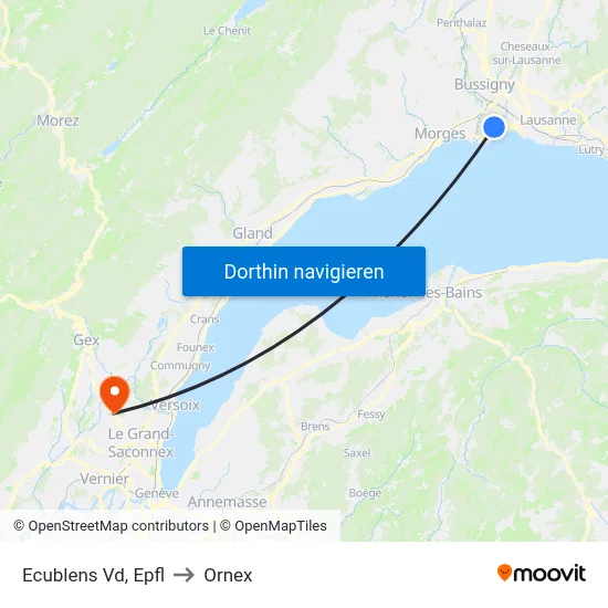 Ecublens Vd, Epfl to Ornex map