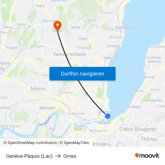 Genève-Pâquis (Lac) to Ornex map