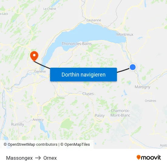 Massongex to Ornex map