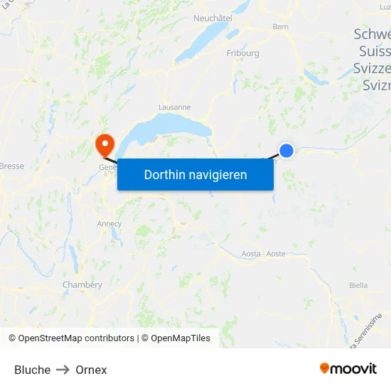 Bluche to Ornex map