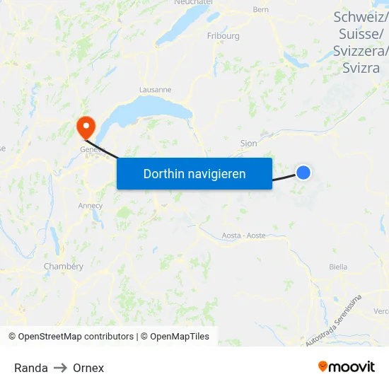 Randa to Ornex map