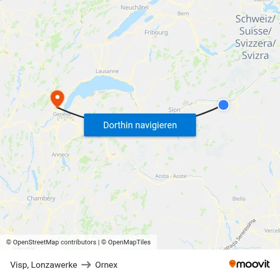 Visp, Lonzawerke to Ornex map