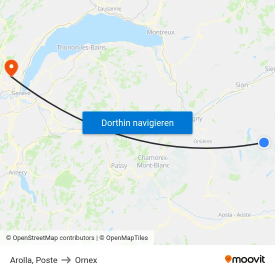 Arolla, Poste to Ornex map