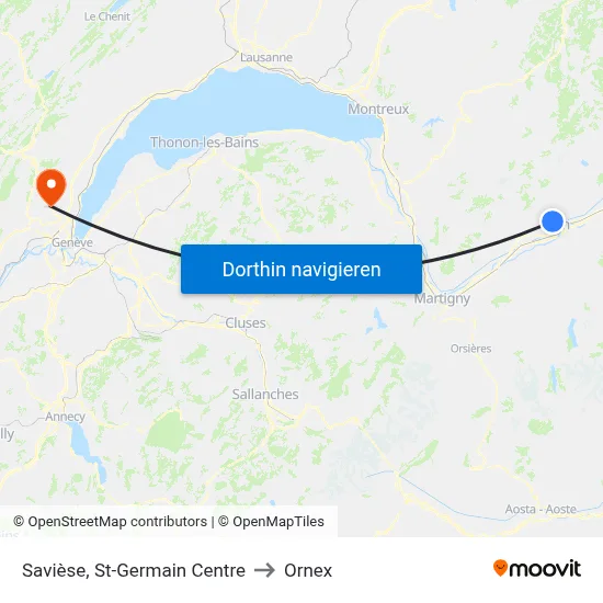 Savièse, St-Germain Centre to Ornex map