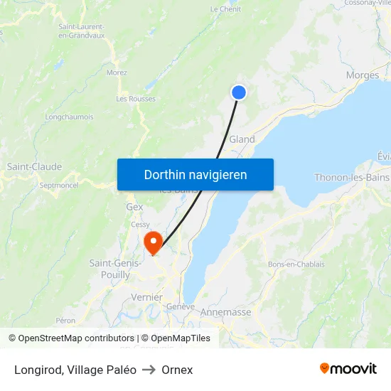 Longirod, Village Paléo to Ornex map