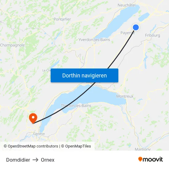 Domdidier to Ornex map