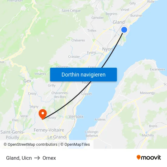 Gland, Uicn to Ornex map