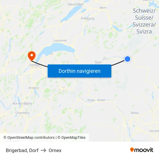 Brigerbad, Dorf to Ornex map