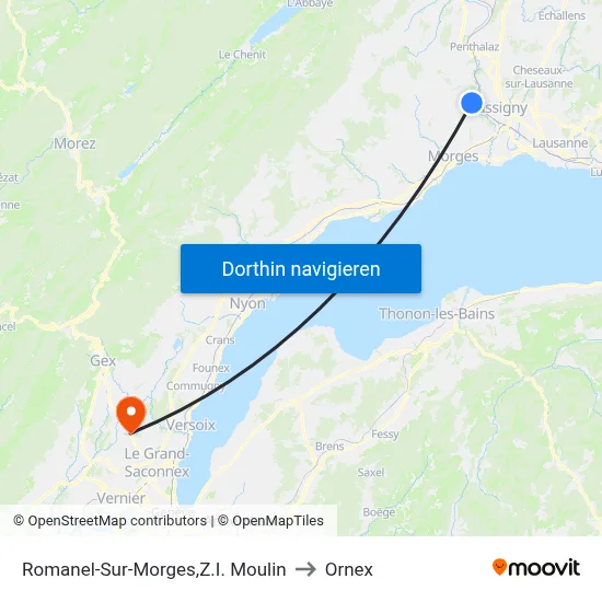 Romanel-Sur-Morges,Z.I. Moulin to Ornex map