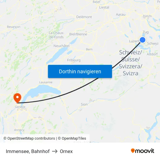 Immensee, Bahnhof to Ornex map