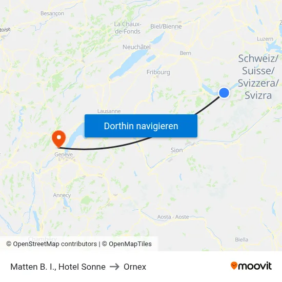 Matten B. I., Hotel Sonne to Ornex map