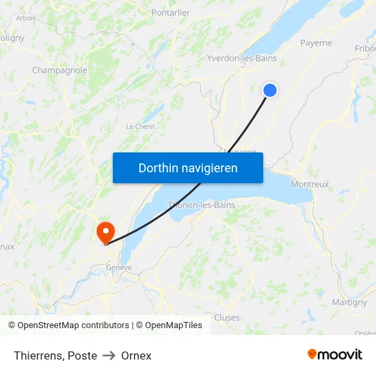 Thierrens, Poste to Ornex map