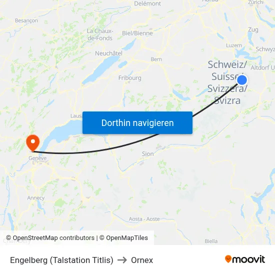 Engelberg (Talstation Titlis) to Ornex map