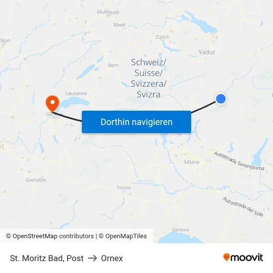 St. Moritz Bad, Post to Ornex map